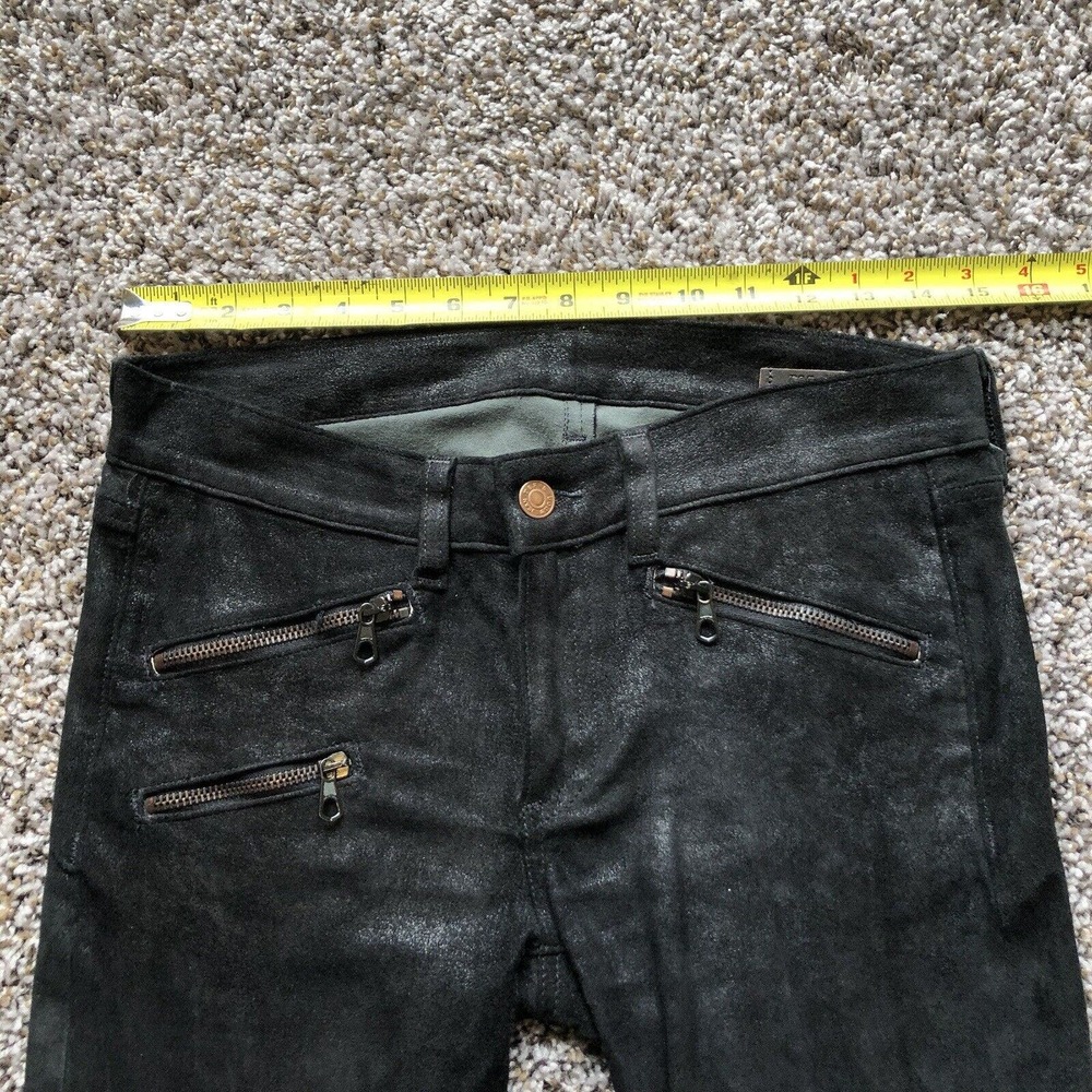Rag & Bone Lamb Leather Jeans 26 Black Suede Zipper Pockets & Ankles Skinny - Picture 9 of 13